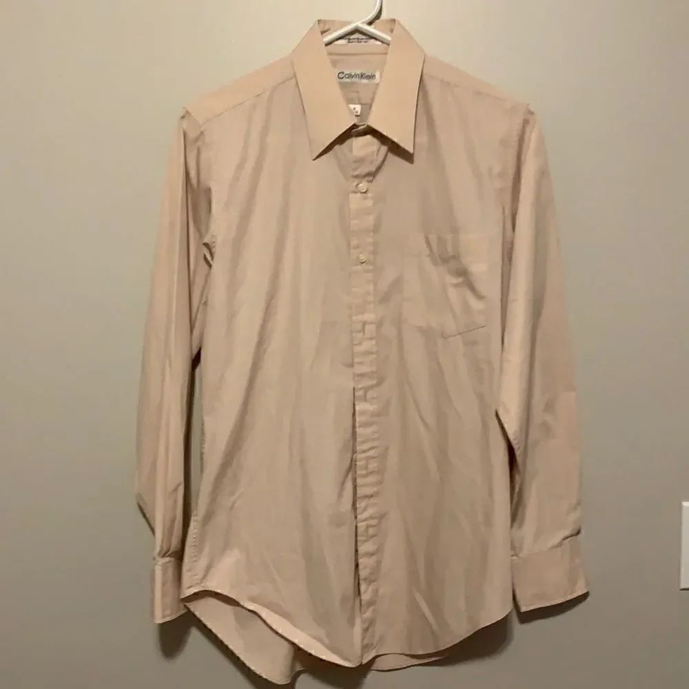 Calvin Klein Lite Pink Mens Long Sleeve Button Down Dress Shirt Size 15